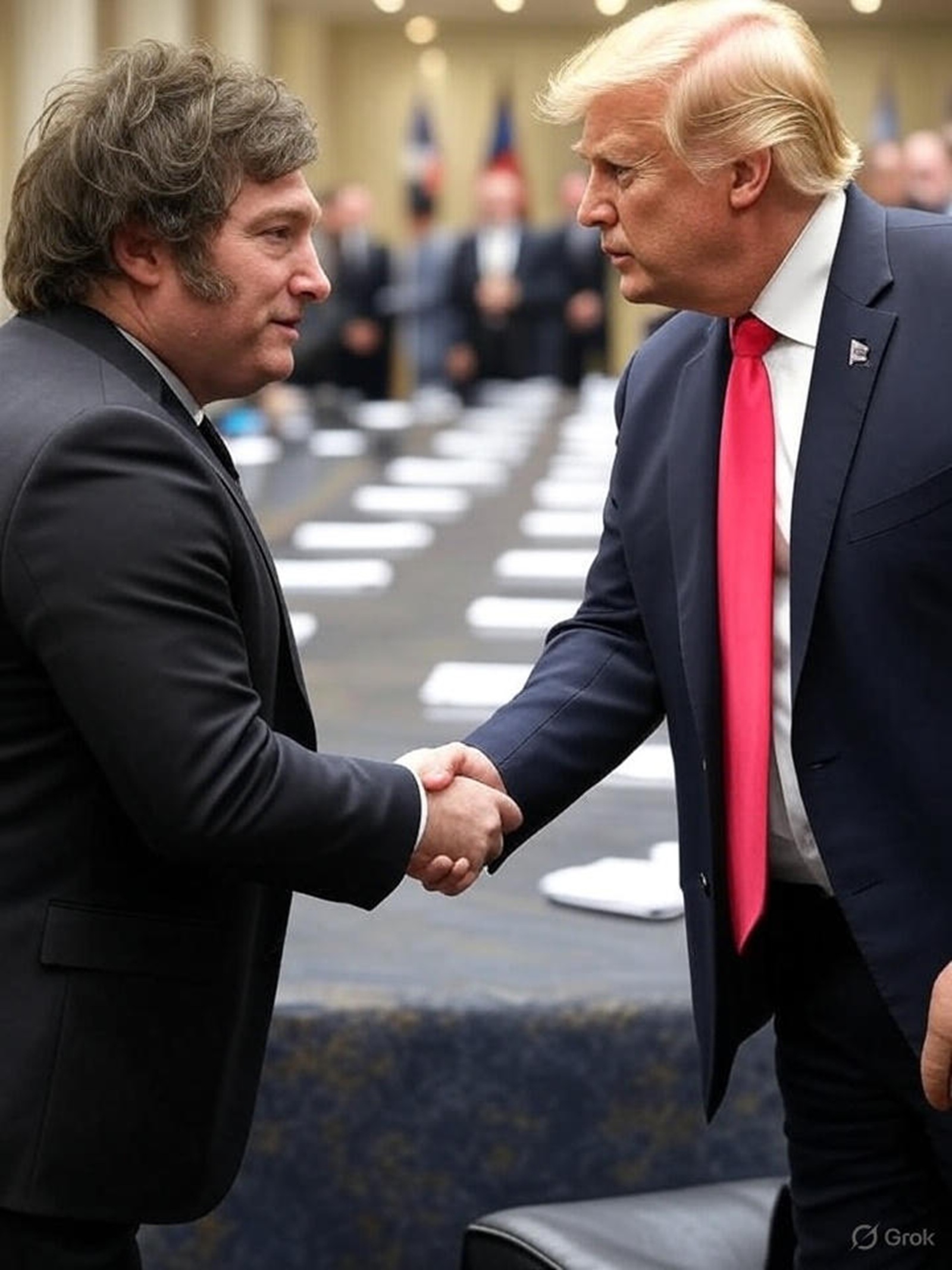 Ministro de Economía de Argentina junto a funcionarios estadounidenses tras el anuncio del swap de USD 20.000 millones para reforzar reservas y estabilizar mercados.