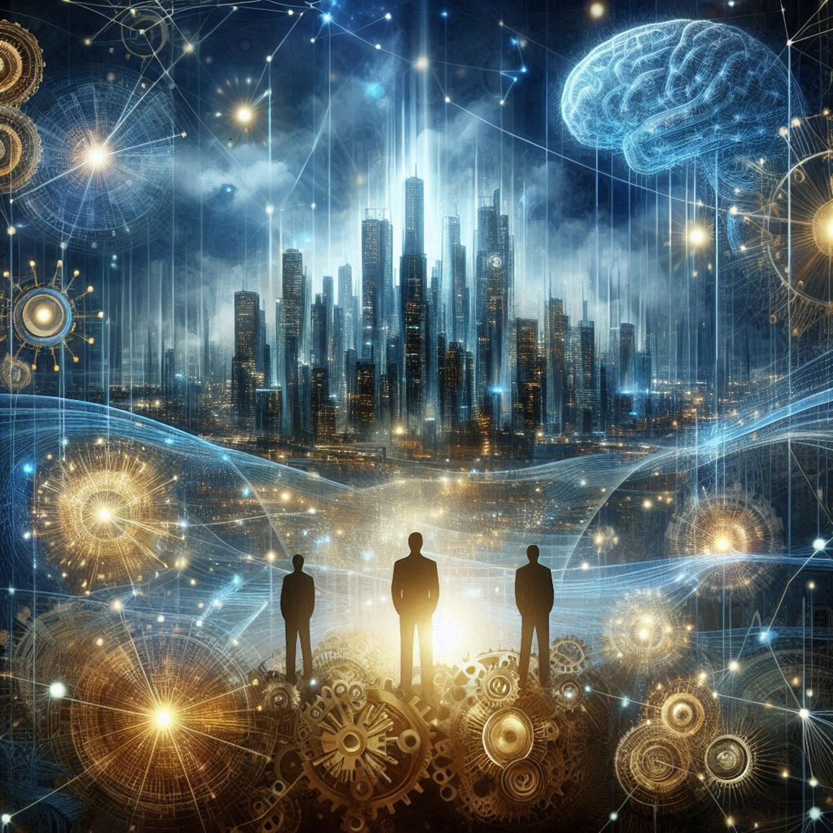 Ilustración conceptual del Nobel de Economía 2025, mostrando la innovación y la destrucción creativa como motores del crecimiento económico.
