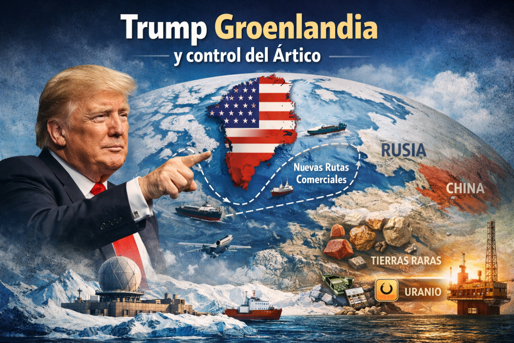 Trump Groenlandia interés estratégico en el Ártico con rutas comerciales y minerales críticos
