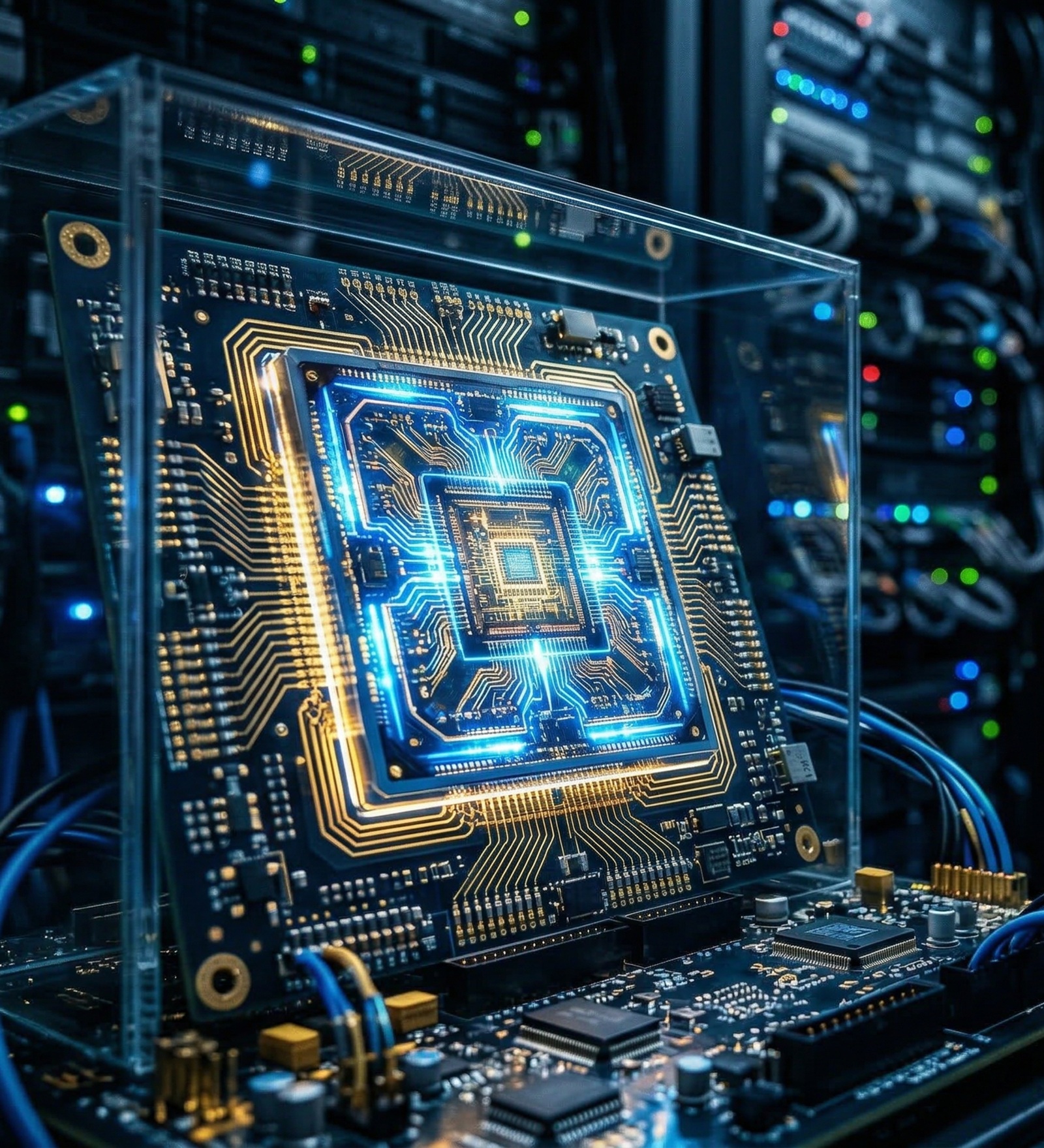 Análisis de resultados de Micron con chip de memoria para inteligencia artificial en centro de datos moderno