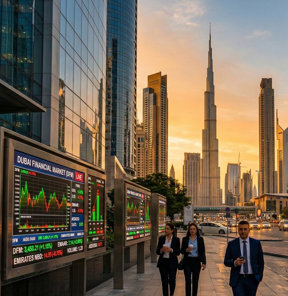 La bolsa de UAE durante la reapertura del mercado tras suspensión temporal.