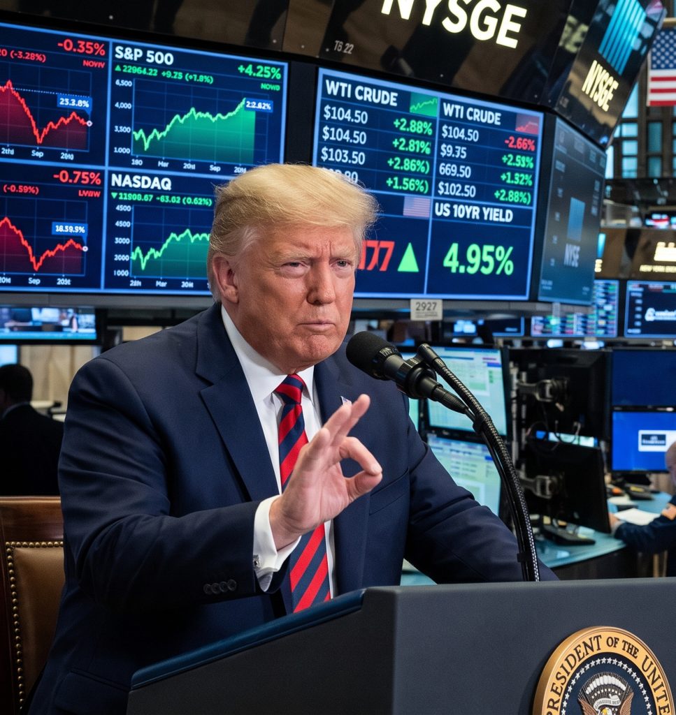 TACO trade de Trump y reacción de Wall Street ante las negociaciones comerciales, el petróleo y los mercados financieros.